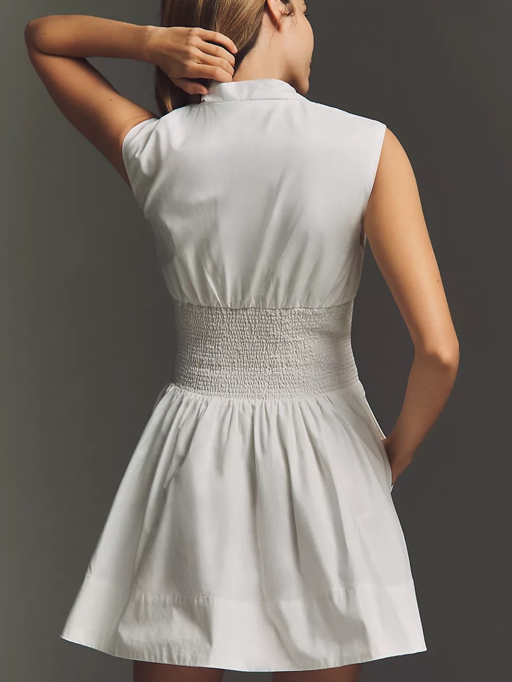 Anthropologie Tommie Zipper Front Mini Shirtdress White Size XL - Picture 2 of 8